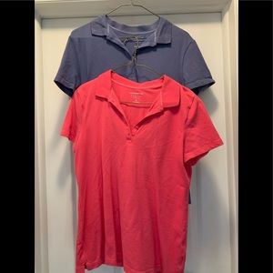 2 woman’s polo shirts